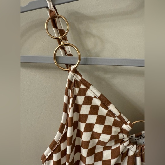 NWT Rue 21 brown and white checkered bodysuit. Size S. - Picture 3 of 4